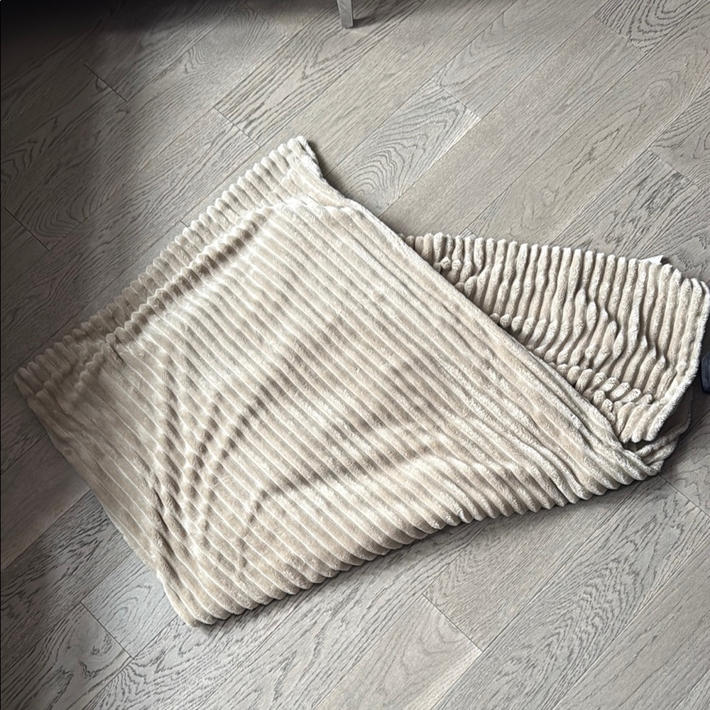 Cozy Tan Striped Blanket